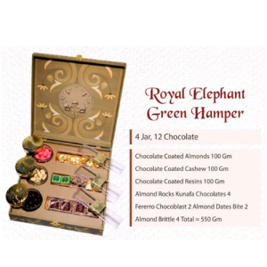 Mix Coated Chocolates in Royal Elephant Green Hamper